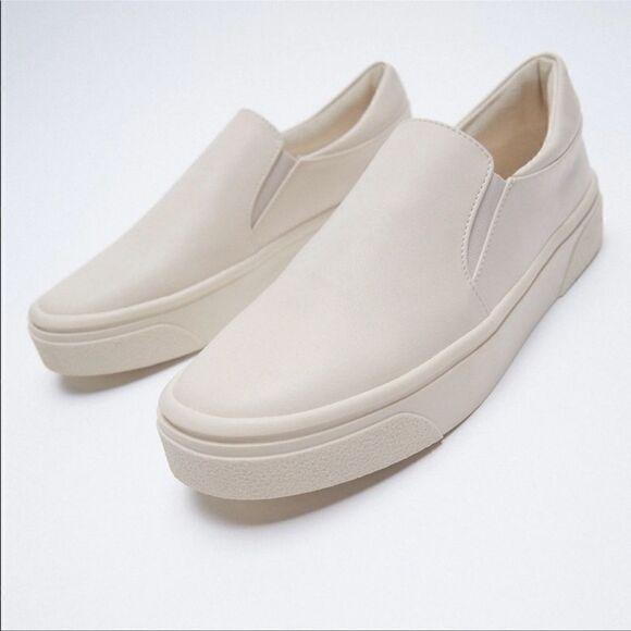 Zara Faux Leather Slip On Minimalist Sneakers 38 - Picture 1 of 8
